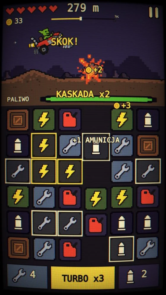 A cascade and an explosion in the wastelands
